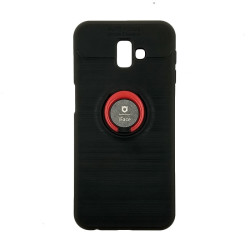 Back Cover iFace Silicone Case with Stand for Samsung J610F Galaxy J6 Plus - Color: Black Red