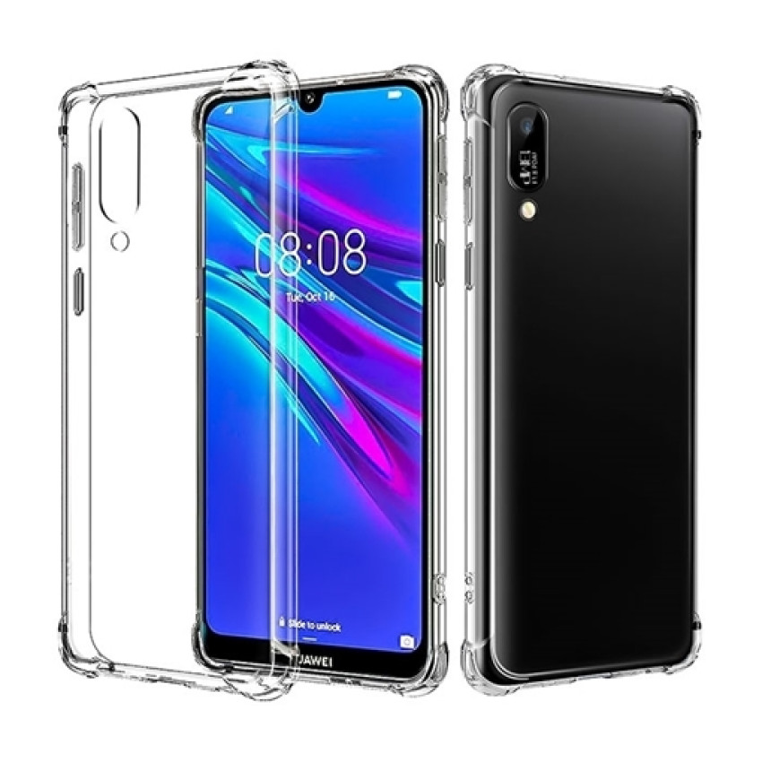 Θήκη Πλάτης Σιλικόνης Anti Shock για Huawei Y6 2019/Y6 Prime 2019/Y6 Pro 2019/Honor 8A - Χρώμα: Διάφανο