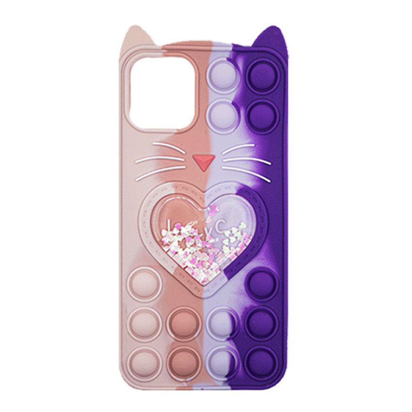 Θήκη Σιλικόνης με αυτάκια Colorful Bubbles για Apple iPhone 13 Pro Max Σχέδιο: Πολυχρώμη Καρδούλα (Ρόζ Μωβ)