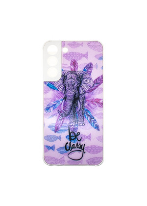 Plastic Back Case with Patterns for Samsung Galaxy S22 Plus - Color: Purple with Elephant