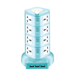RELIFE RL-315A 4 Layer Multi-Function Safety Socket with European Plug - Color: Sky Blue