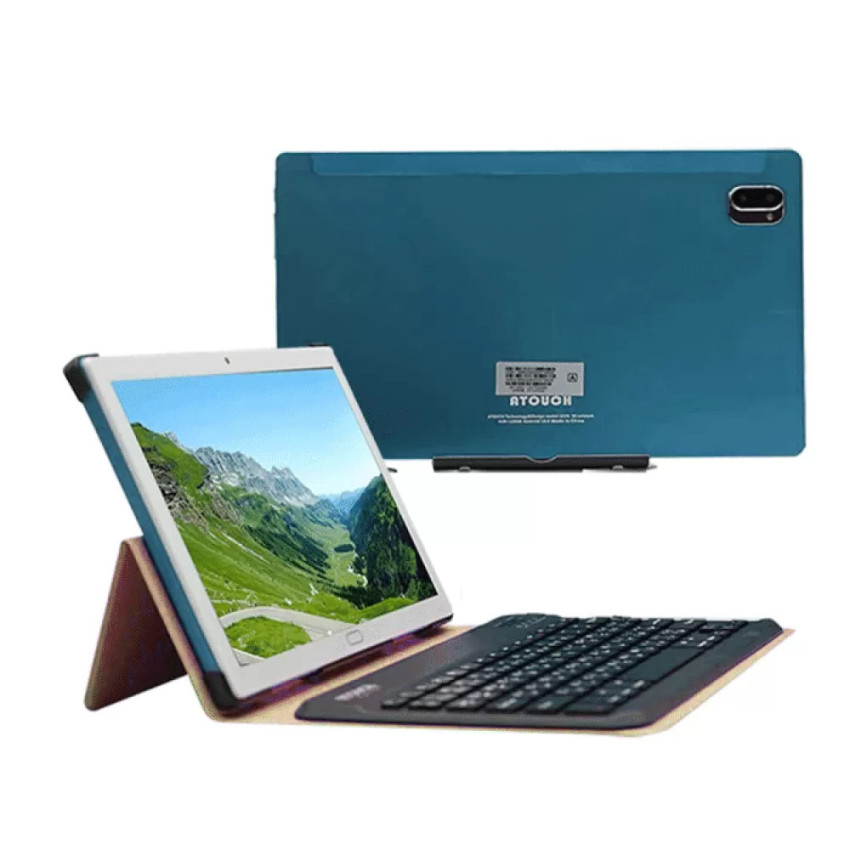 Atouch A105 Max Tablet PC Pencil Case 10.1", 256GB ROM, 6GB RAM, 5G, Dual SIM, Ασύρματο Bluetooth Πληκτρολόγιο με Φορτιστή με Χρυσή Θήκη - Χρώμα: Μπλε