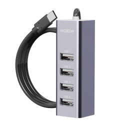 Moxom MX-HB05 HighSpeed 4 in 1 USB 2.0 Hub Type-C Connector - Color: Silver