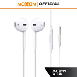 Moxom MX-EP29 Earbuds Stereo Sound Handsfree with 3.5mm Plug & Built-in Microphone - Color: White