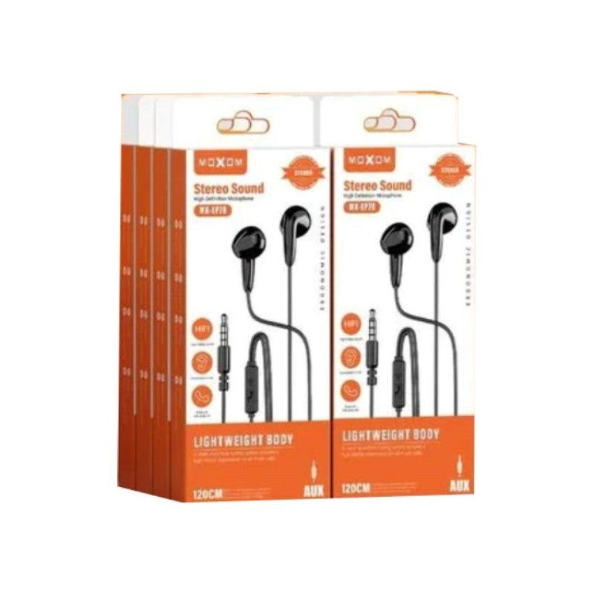 Moxom MX-EP70 Earbuds Stereo Sound Handsfree με Βύσμα 3.5mm Χρώμα: Μαύρο