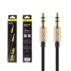 Awei AUX-001 Audio Cable Gold Audio Male 3.5mm to Male 3.5mm - Color: Black-Gold
