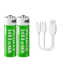 PUJIMAX Επαναφορτιζόμενες Μπαταρίες AA 1.5V 4255mWh με Υποδοχή Type-C 2 Τεμάχια - Χρώμα: Πράσινο