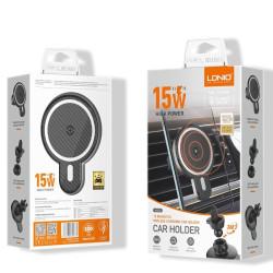 LDNIO MA20 15W Strong Magnetic Car Phone Holder with 15W Wireless Charging - Color: Black