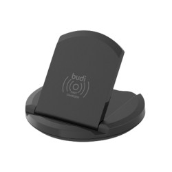 Budi (WL3200TB) Mobile Phone Holder with Wireless Charging 15W (Qi Pad) - Color: Black