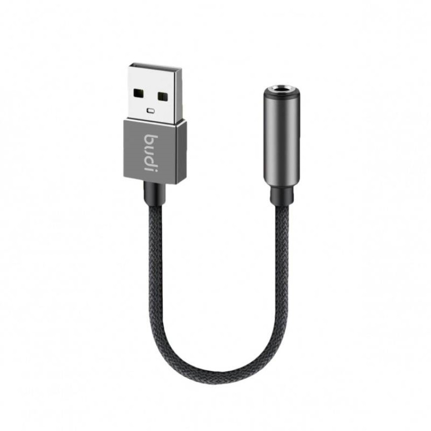 Budi (DC106B) - Καλώδιο AUX USB-A σε 3,5mm Jack 11cm - Χρώμα: Μαύρο