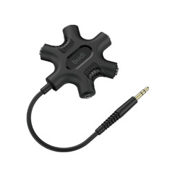 Budi (DC123B) 5in1 Cable 1x 3.5mm Male - 5x 3.5mm Female 0.2m - Color: Black