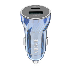 VIDVIE CC531 Car Charger with 30W USB-A Port & 18W USB Type-C Port with Type-C Cable - Color: Blue