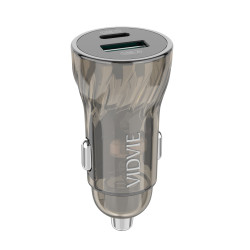 VIDVIE CC531 Car Charger with 30W USB-A Port & 18W USB Type-C Port with Type-C Cable - Color: Brown