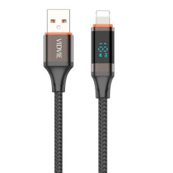 Vidvie CB4036i 3A USB Type-A to USB Lightning Charging & Data Transfer Cable with LED Display - Color: Black