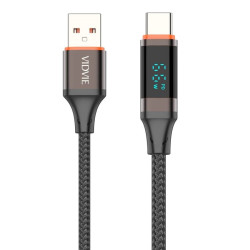 VIDVIE CB4036T 66W USB-A to Type-C Charging & Data Transfer Cable with LED Display 1.2m - Color: Black