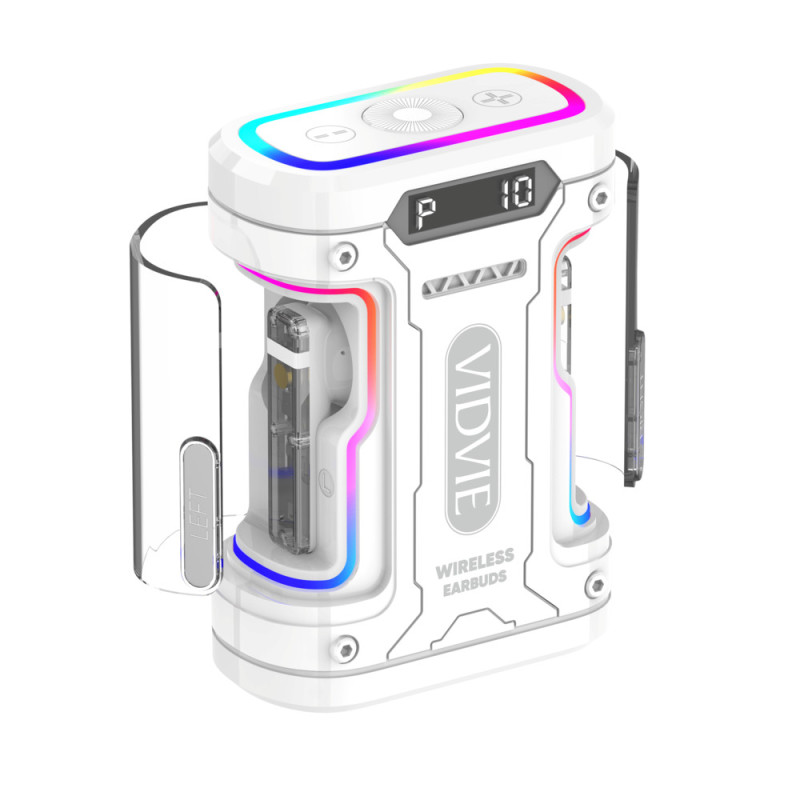VIDVIE BT879 Ασύρματα Bluetooth Ακουστικά με Θήκη Φόρτισης Cyberpunk Gaming Earphones - Χρώμα: Λευκό