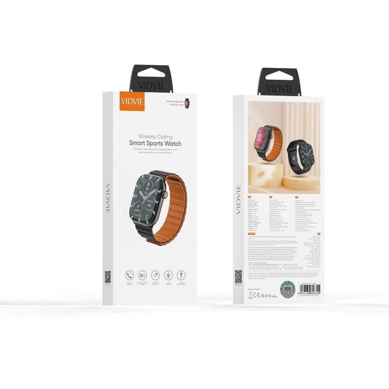 VIDVIE SW1615 Smartwatch Αδιάβροχο (IP67) με Παλμογράφο,NFC,Μέτρηση Σακχάρου, Προγράμματα Ασκήσεων Χρόνος Λειτουργίας 3-4 ημέρες - Χρώμα: Μαύρο
