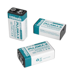 PUJIMAX 6F22 9V Lithium-ion Rechargeable Battery 1200mAh (1pc)