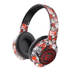 O-LONNIE YDM63 Wireless Bluetooth Headphones Graffiti with Type-C Charging Port - Color: Red