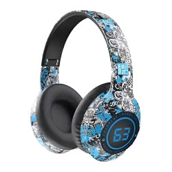 O-LONNIE YDM63 Wireless Bluetooth Headphones Graffiti with Type-C Charging Port - Color: Blue