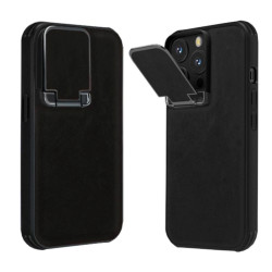 PIBLUE PL70 Business Leather Anti-Fall Clamshell Lens Phone Case for Apple IPhone 16 - Color: Black