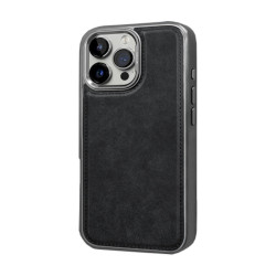 PIBLUE PL110 High Quality Metal/Leather Magnetic (MagSafe) Back Case for Apple iPhone 13 Pro - Color: Dark Grey