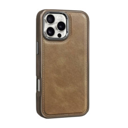 PIBLUE PL110 High Quality Metal/Leather Magnetic (MagSafe) Back Case for Apple iPhone 13 Pro - Color: Brown