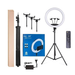 LJJ-22 56cm Light with Floor Tripod & Mobile & Remote Control Holder 22" Inches - Color: Black