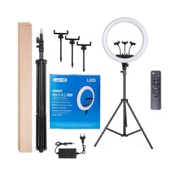 LJJ-45 45cm Light with Floor Tripod & Mobile & Remote Control Holder 18" Inches - Color: Black