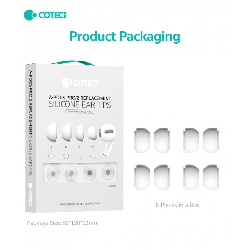 COTECi 73051-S Ανταλλακτικά Ακουστικά Σιλικόνης Για Airpods Pro/Airpods 2 - Χρώμα: Λευκό (Size-Small)