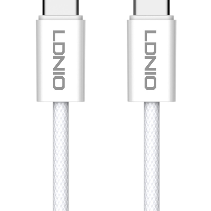 LDNIO LC901C 65W Καλώδιο Μεταφοράς Δεδομένων & Γρήγορης Φόρτισης με Θύρα Type-C σε Type-C (1m) - Χρώμα: Λευκό