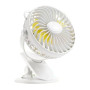 YESPLUS YS-1605 Επαναφορτιζόμενος Περιστρεφόμενος Ανεμιστήρας με Σφιγκτήρα Τραπεζιού 360° - Χρώμα: Λευκό