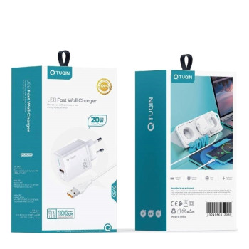 TUQIN QE40-I Φορτιστής 20W Γρήγορης Φόρτισης με Καλώδιο USB-A σε Type-C 1m - Χρώμα: Λευκό