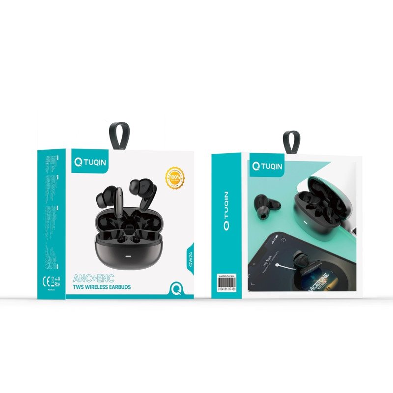 TUQIN QW24 Ασύρματα Bluetooth Ακουστικά με Θήκη Φόρτισης True Wireless Stereo Earbuds - Χρώμα: Μαύρο