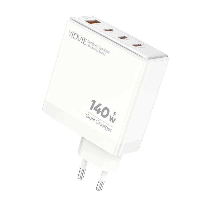 VIDVIE (XL-PLE226) 140W GaN Γρήγορης Φορτιστής Κινητού Τηλεφώνου με Θύρες USB-A και 3x Θύρες USB-C - Χρώμα: Μπεζ