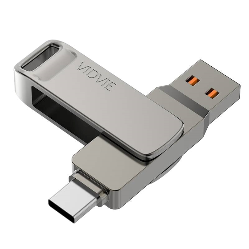 VIDVIE 128GB Data Traveler USB 2in1 Flash Disk με Σύνδεση USB-A & Type-C (USB2604) - Χρώμα: Ασημί