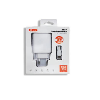 BYZ 662 Fast Charging Φορτιστής με Θύρα USB-A & Καλώδιο USB Lightning 5.0A /22.5W - Χρώμα: Λευκό