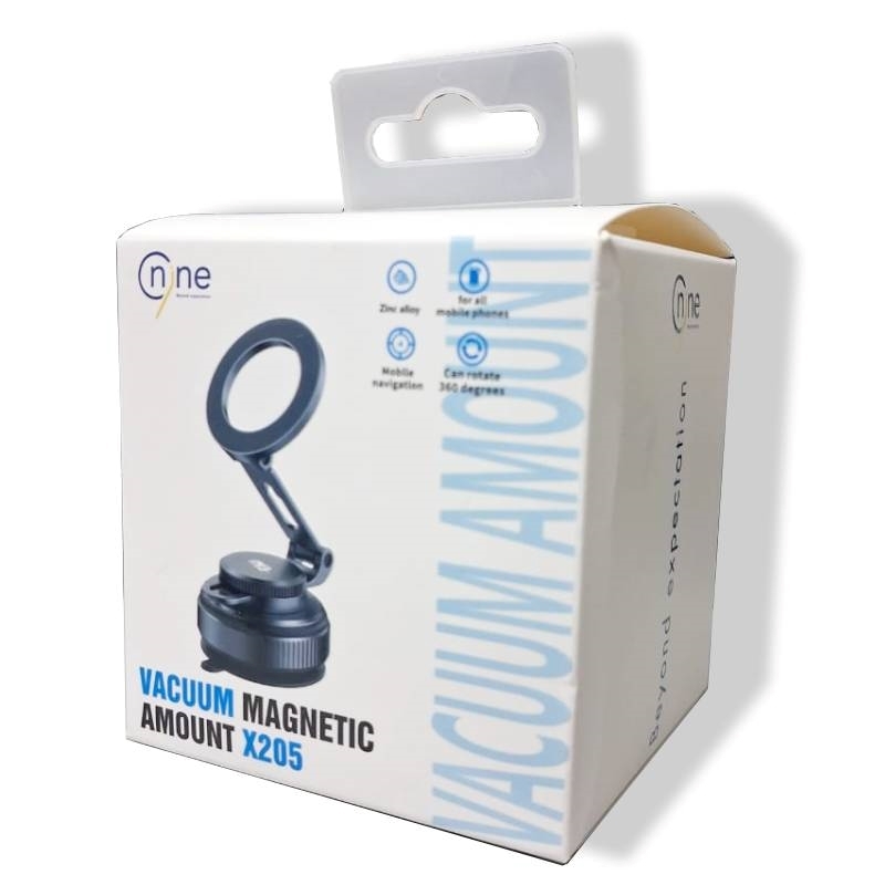 Nine X205 Vacuum Suction Βάση Κινητού Αυτοκινήτου με Μαγνήτη - Χρώμα: Μαύρο