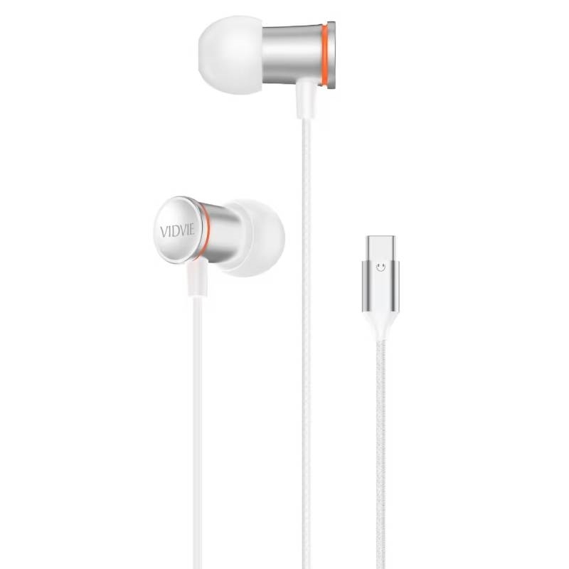 VIDVIE HS677 Handsfree Ακουστικά με Βύσμα Type-C & Ενσωματωμένο Μικρόφωνο & Κουμπί Αύξησης/Μείωσης Έντασης Ήχου - Χρώμα: Λευκό