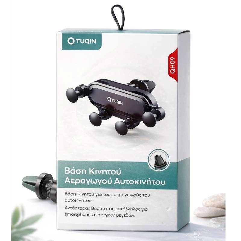 TUQIN QH09 Βάση Κινητού Αυτοκινήτου Αεραγωγού - Χρώμα: Μαύρο