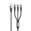 VIDVIE CB4039 3 Σε 1 Καλώδιο Φόρτισης & Μεταφοράς Δεδομένων USB Type-A σε USB Type-C/Lightning/Micro 1.2M - Χρώμα: Μαύρο