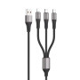 VIDVIE CB4039 3 Σε 1 Καλώδιο Φόρτισης & Μεταφοράς Δεδομένων USB Type-A σε USB Type-C/Lightning/Micro 1.2M - Χρώμα: Μαύρο