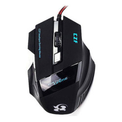 Optical Mouse T6 Mouse with RGB 7 LED Light - Color: Black