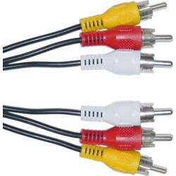 3x RCA Male - 3x RCA Male Cable 1.5m - Color: Black