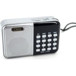 CMiK MK-140 Mini Rechargeable Radio with USB - Color: Silver
