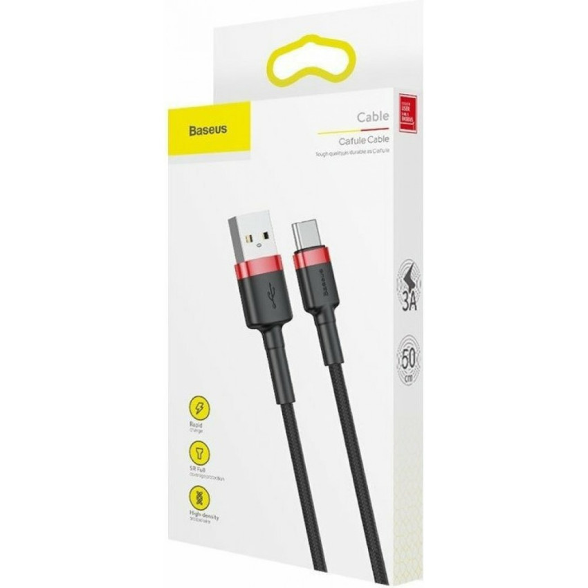 Baseus CATKLF-C91 Καλώδιο Cafule Braided USB 2.0 USB-C Male σε USB-A Male 2m - Χρώμα: Μαύρο