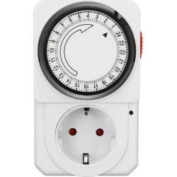 Andowl Q-A113 24 Hours Plug-in Timer Switch Mechanical Programmable with Power Socket - Color: White