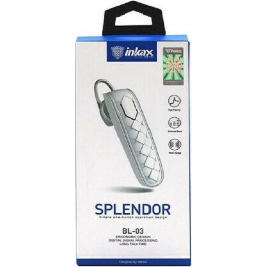 Inkax BL-03 Splendor Bluetooth Ακουστικό HandsFree - Χρώμα: Άσπρο