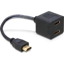HDMI Male to HDMI 2x Female Converter - Color: Black