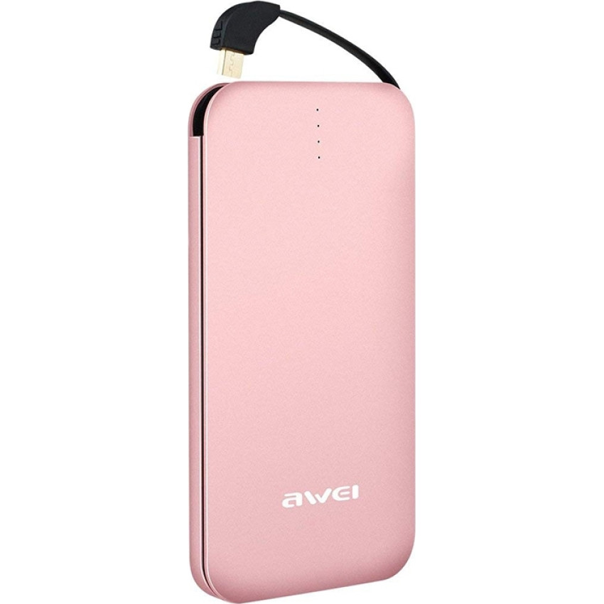 Awei P20K PowerBank με Θύρα USB-A 8000mAh - Χρώμα: Ροζ Χρυσό